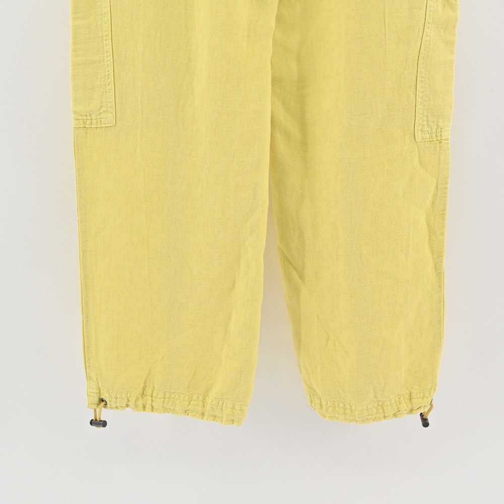 Nicole Miller Womens Yellow Cargo Pants Size XS Linen Blend Crop Cinch Hem - Picture 11 of 11